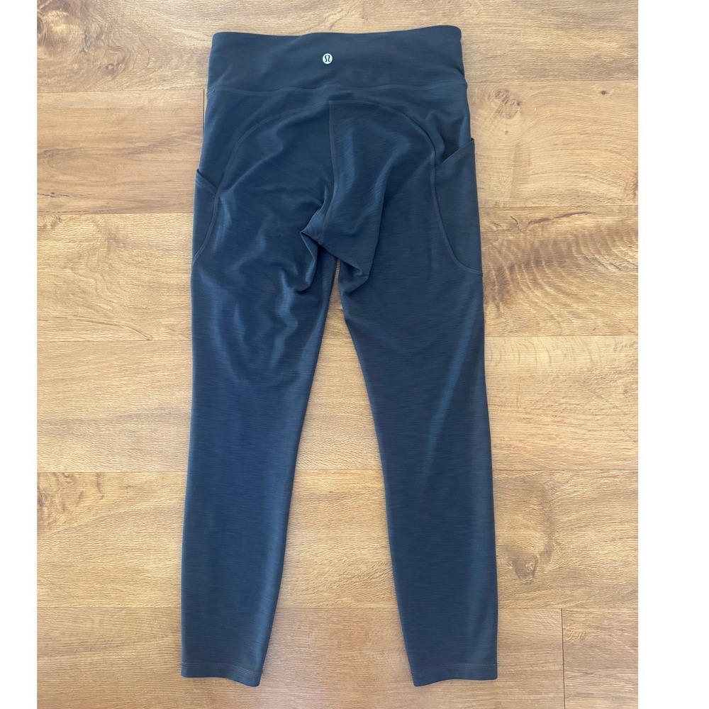 Lululemon Fast and Free High‎ Rise Heathered Gray Black Leggings Pocket Size S